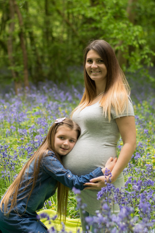 maternity photo of mother in bluebell cpose