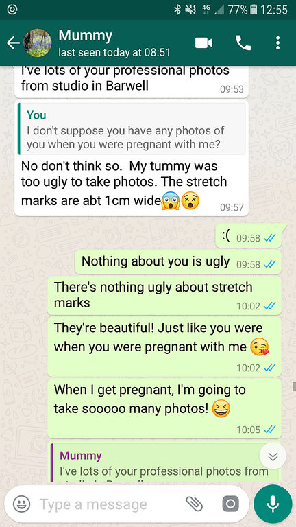 whatsapp conversation about maternity photos